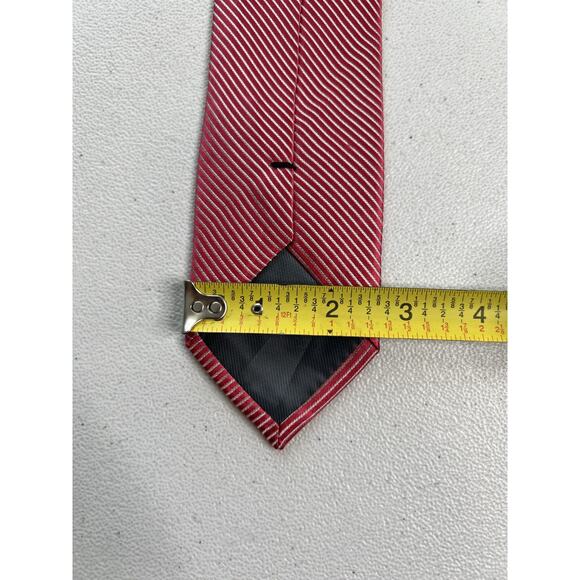 Esquire Pink and Gray Striped Pattern 100% Silk Slim Designer Tie NWT - Picture 7 of 7